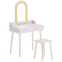 KINDER-SCHMINKTISCH-SET MDF Kiefernholz 2er Set Rosa - Weiß/Rosa, Holz/Holzwerkstoff (36/100/60cm) - AIYAPLAY