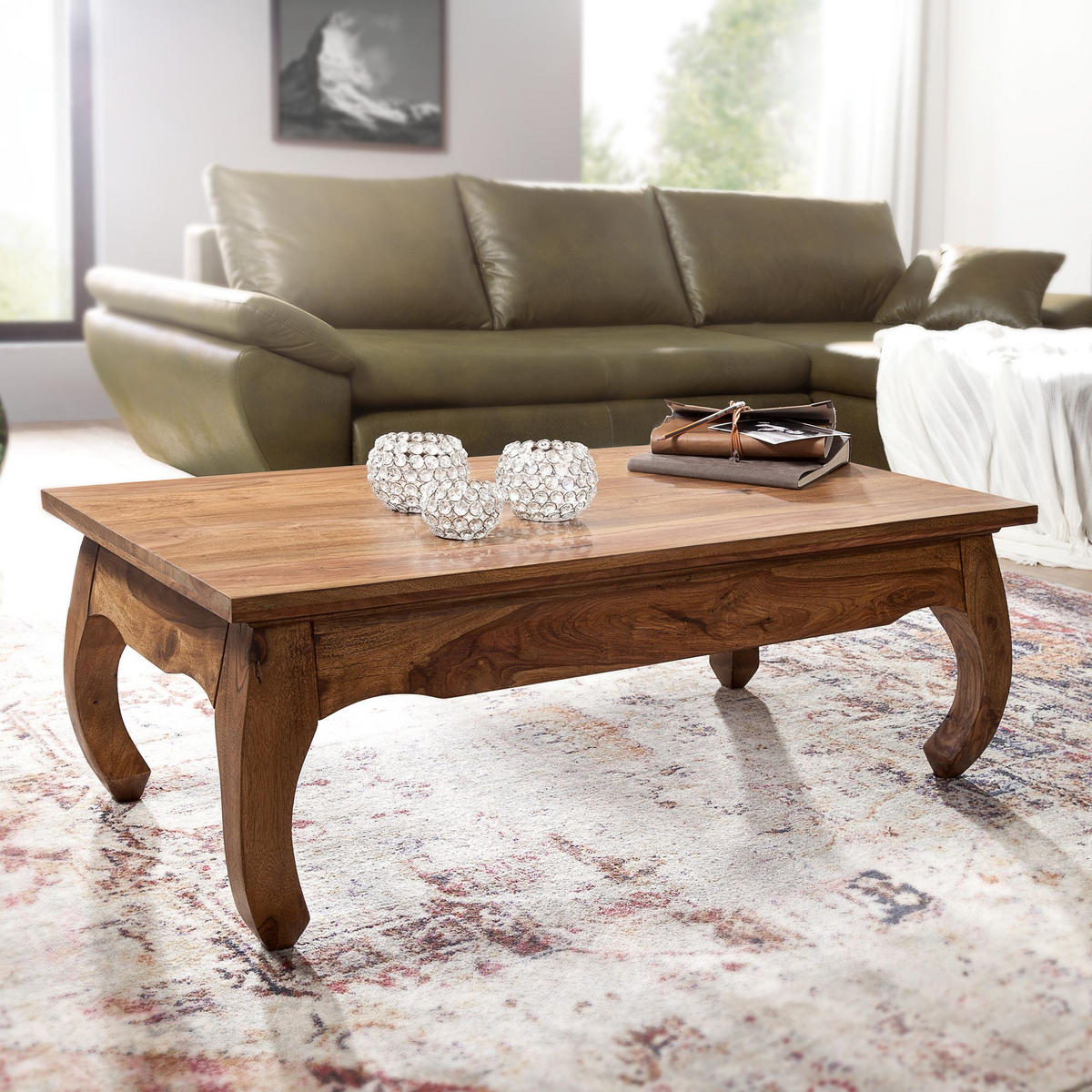 COUCHTISCH KANADA in Opium-Form aus Massivholz Akazie handgefertigt, Braun 110x60x40 cm - Braun, Holz (60/110/40cm) - KADIMA DESIGN