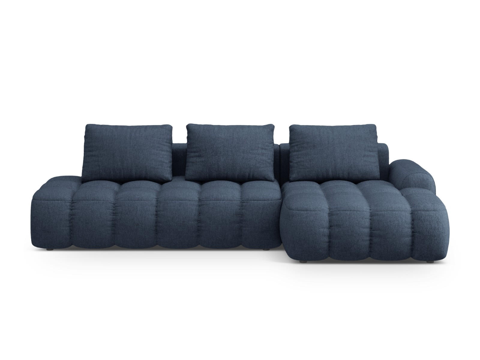 AUSKLAPPBARES-ECKSOFA rechts mit Container Linz aus strukturiertem Stoff dunkelblau 3 Sitzplätze - Dunkelblau, Textil (142/275cm) - Cosmopolitan Design