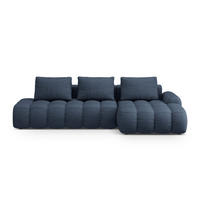 AUSKLAPPBARES-ECKSOFA rechts mit Container Linz aus strukturiertem Stoff dunkelblau 3 Sitzplätze - Dunkelblau, Textil (142/275cm) - Cosmopolitan Design