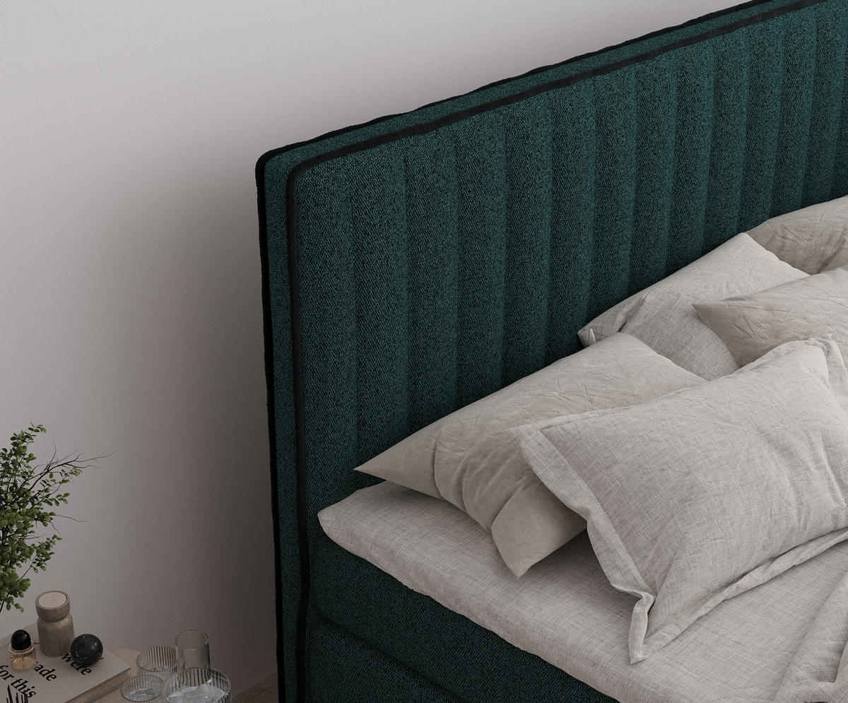 BOXSPRINGBETT Nocturne Grün 140/200 cm - Schwarz/Grün, Holz/Holzwerkstoff (140/200cm) - Maison de Reve
