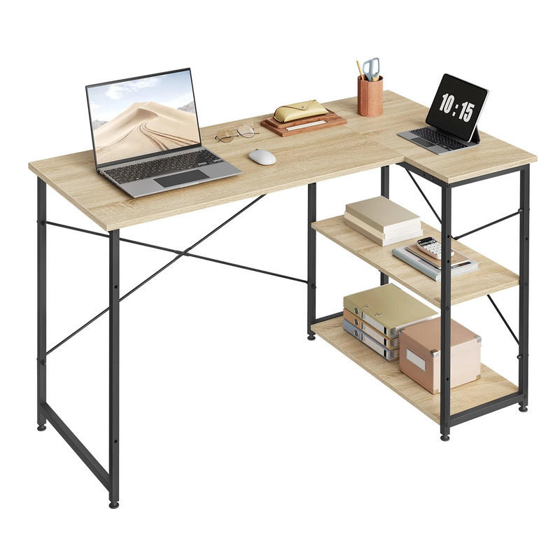 SCHREIBTISCH 120×71,5×74 cm Hell Eiche und Schwarz - Braun, Holz (120/74/71.5cm) - Kaket