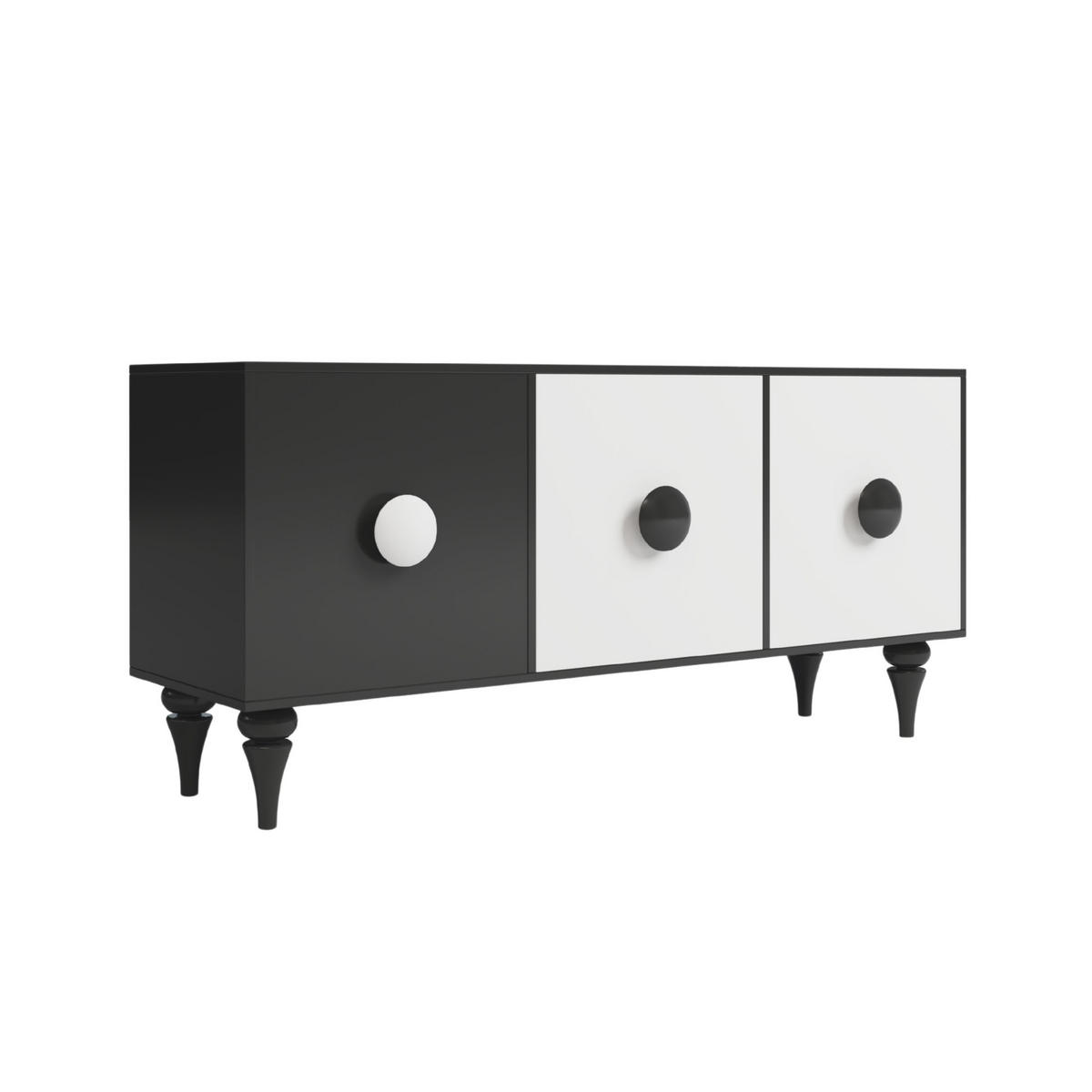 SIDEBOARD Paradis, Schwarz/Weiß - Schwarz, Holzwerkstoff (158.4/74/45cm) - Dancan