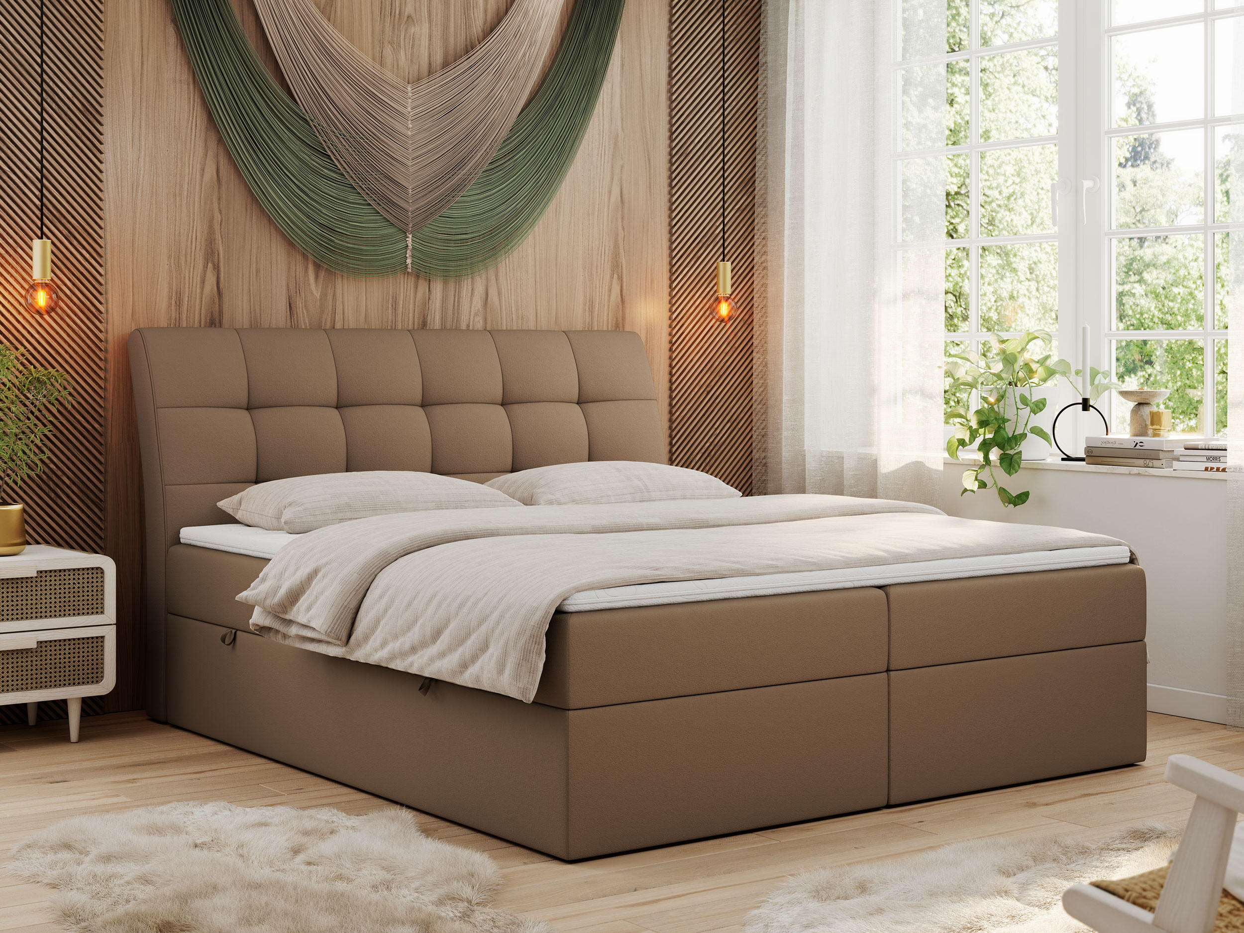BOXBETT DIEGOS 140/200 Braun Kunstleder - H3 - Braun, Holz/Textil (140/200cm) - MKS