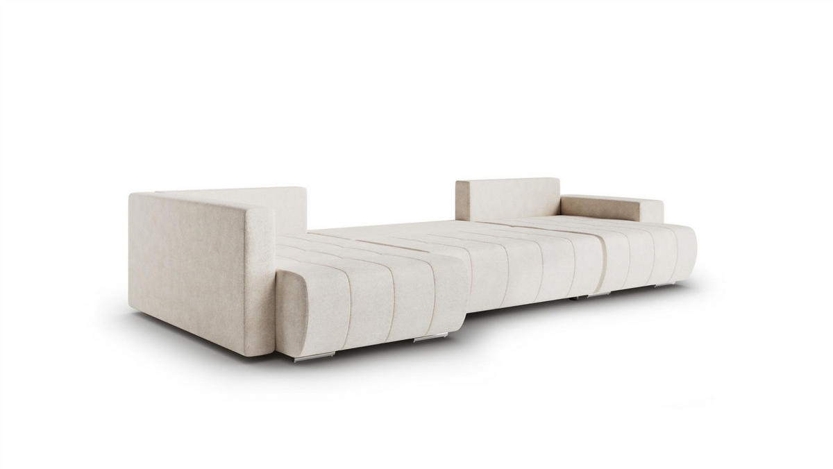 WOHNLANDSCHAFT Armanda - Creme, Holzwerkstoff/Textil (392/83/185cm) - Fun Möbel