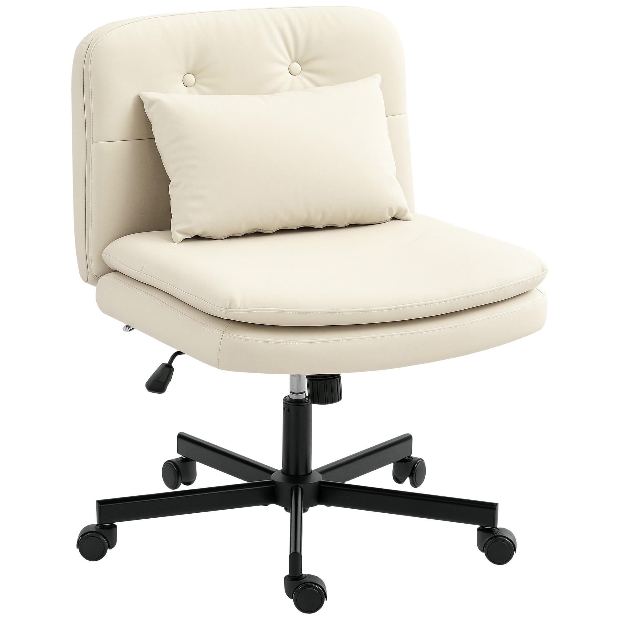 BÜROSTUHL DE-05053 Armlos, Kunstleder, höhenverstellbar & rollbar Beige - Beige, Metall (63/93/67cm) - ComfortXL