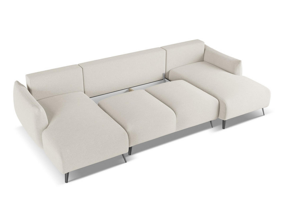 WOHNLANDSCHAFT Chenille Stoff Grau - Silberfarben/Schwarz, Textil/Metall (317/86/162cm) - Makamii