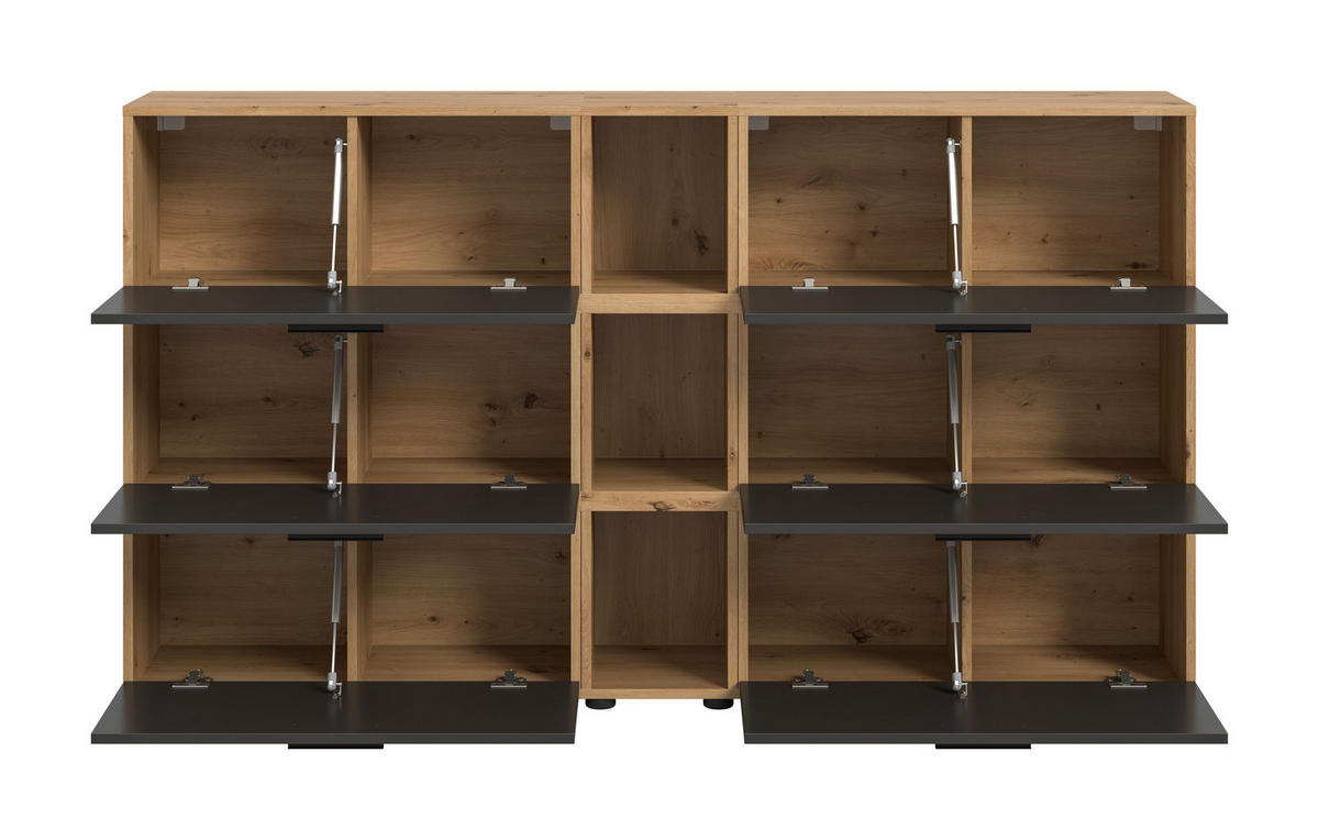 WOHNKOMBINATION THE ONE (B/H/T: ca. 176/99/34 cm) in Artisan Oak Nachbildung/Basalt grau - Eiche Artisan, Holzwerkstoff (176/99/34cm)