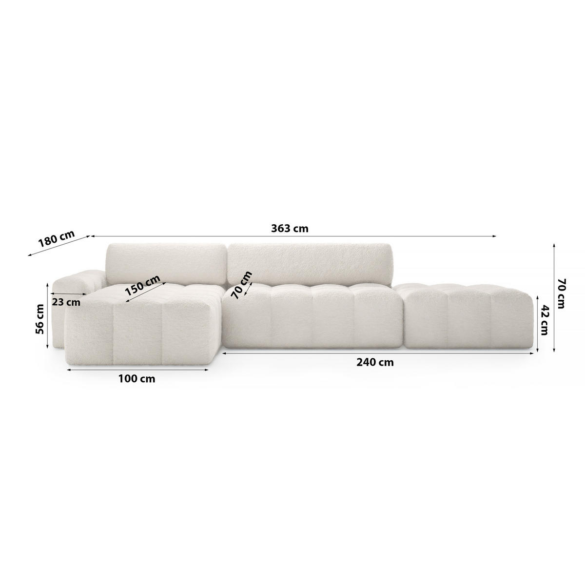 ECKSOFA mit Schlaffunktion Liptitz La, Beige - Beige, Textil (100/363cm) - Fedve
