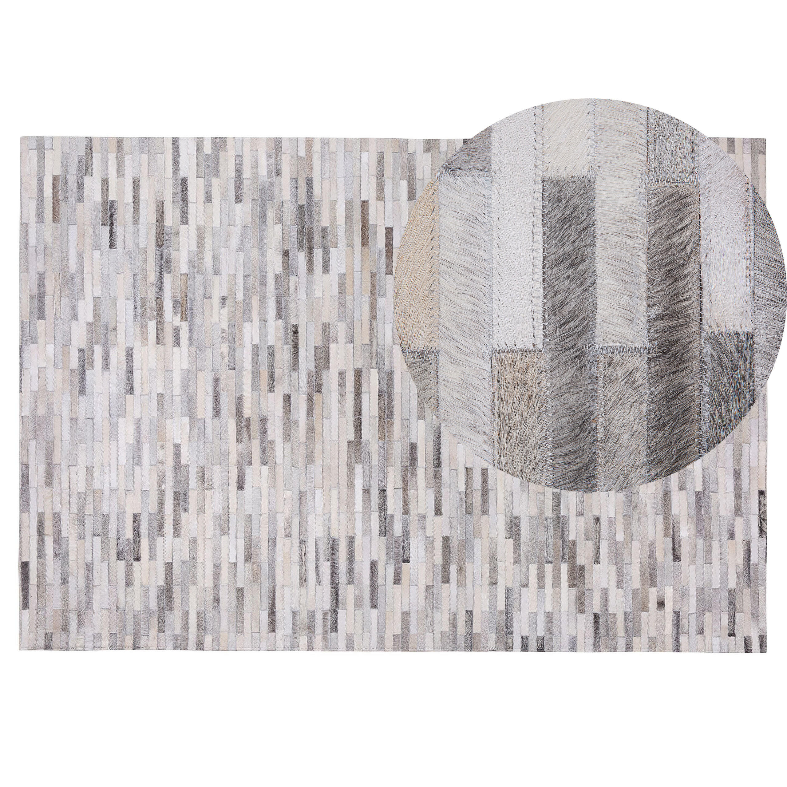 KURZFLOR-TEPPICH Ahilli 200/140 cm - Grau, Fell (140/200cm) - Beliani