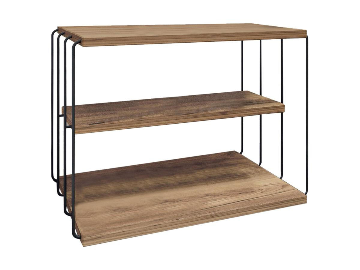 BEISTELLTISCH mit 1 Regal - Holzfarben & Schwarz - BRILENA - Naturfarben, Holz (50/40/33cm) - Vente-Unique