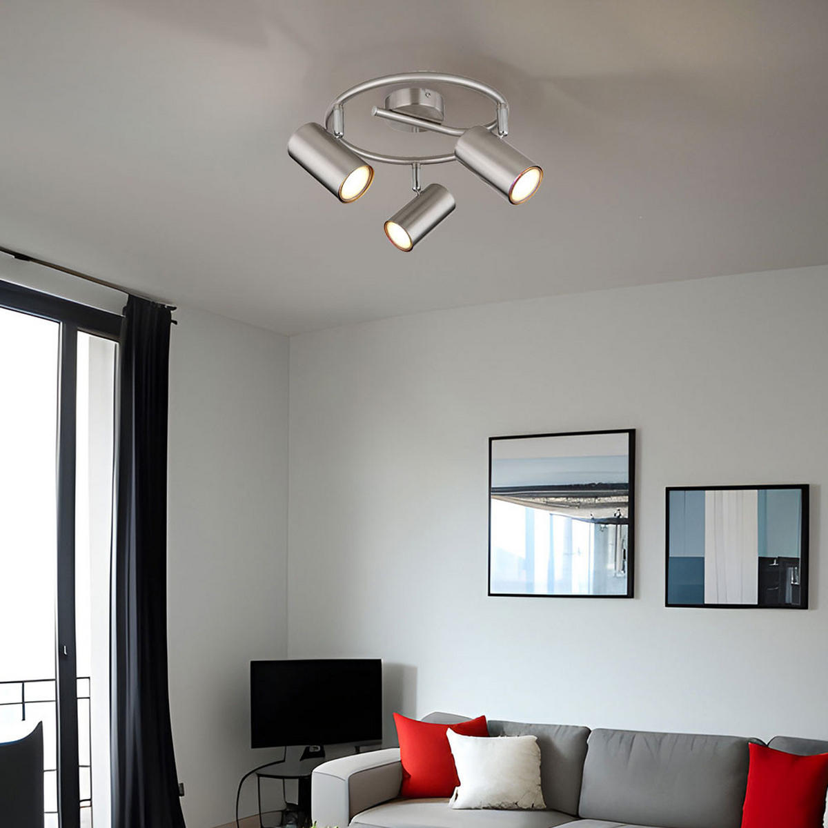 LED DECKENLEUCHTE Metall Chrom Silber - Silberfarben, Metall (25/25/13.5cm) - Globo Lighting