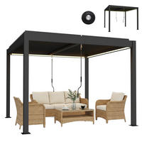 PERGOLA 3x3 m Aluminium Terrassenüberdachung mit LED-Beleuchtung Fernbedienung verstellbar Lamellendach - Dunkelgrau, Metall (300/250/300cm)