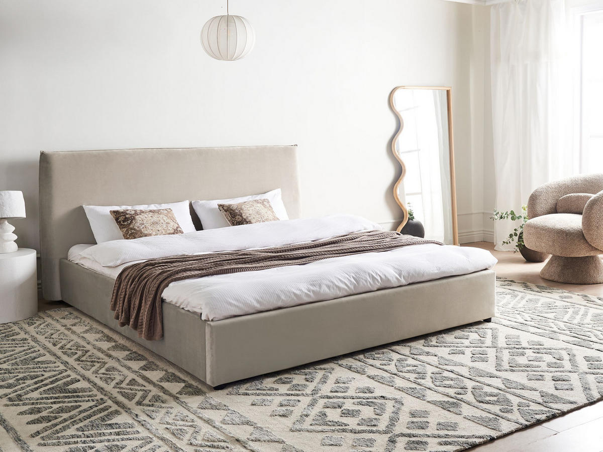 BETT mit Lattenrost 180/200 cm Taupe Lavaur - Taupe, Textil (180/200cm) - Beliani