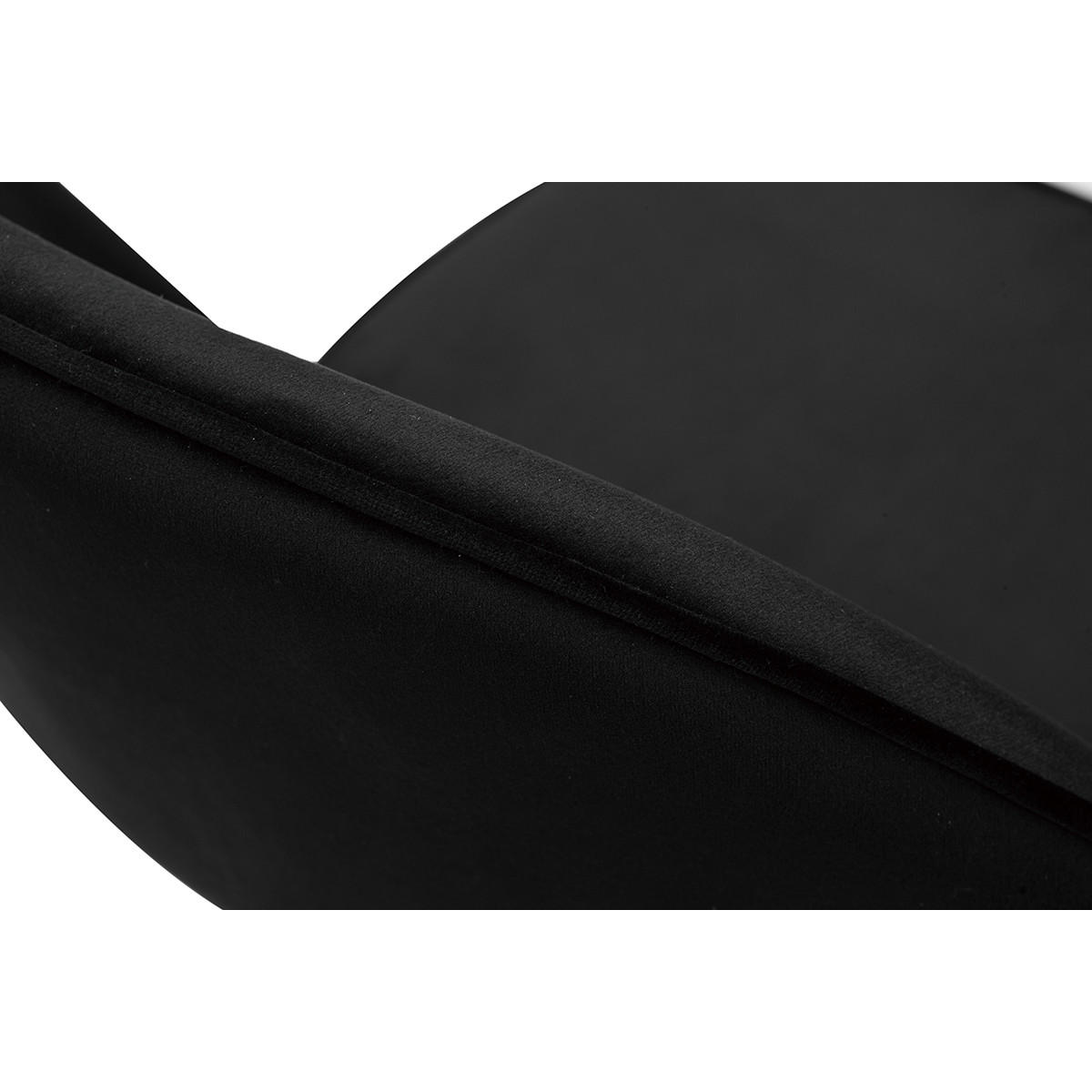 BARHOCKER Samt Schwarz Metall H69 cm BELLEROSE - Schwarz, Textil (47/97/48.5cm) - Miliboo