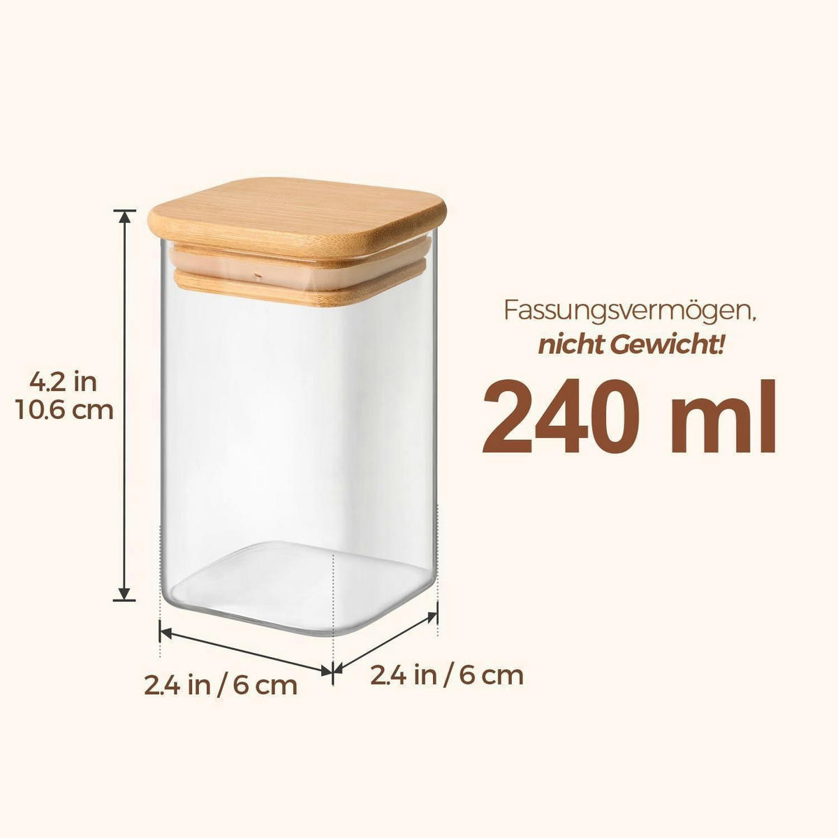 GEWÜRZGLÄSER 12-teiliges Set 240 ml Glas mit Holzdeckel - Multicolor, Glas (6/10.6/6cm)