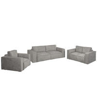 SOFASET Vajana 3-2-1 - Hellgrau, Holzwerkstoff/Textil (240/86/102cm) - Fun Möbel