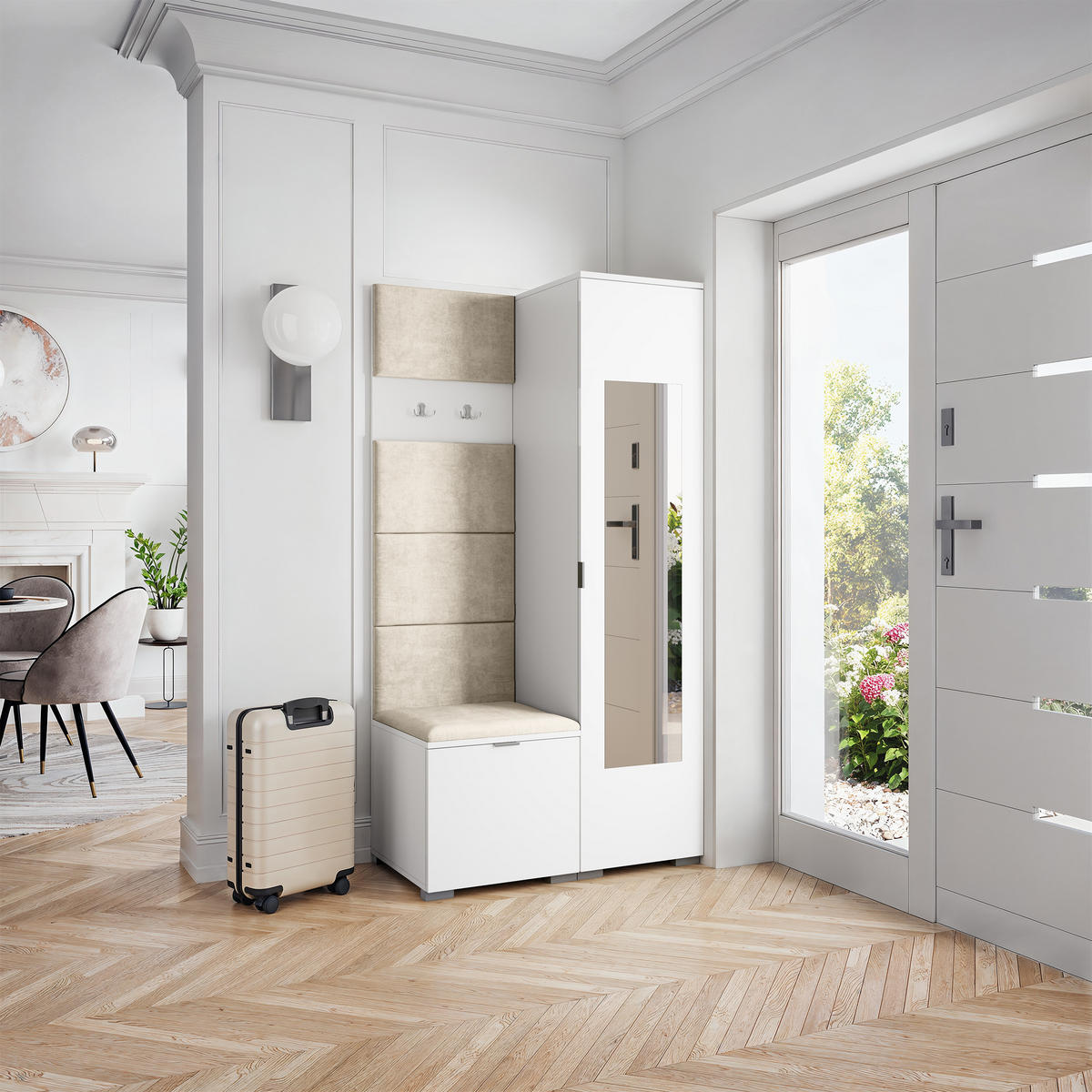 GARDEROBENSCHRANK VIRA 95/181/51 cm Modern Weiß - Weiß, Holzwerkstoff (95/181/51cm) - MASSENO