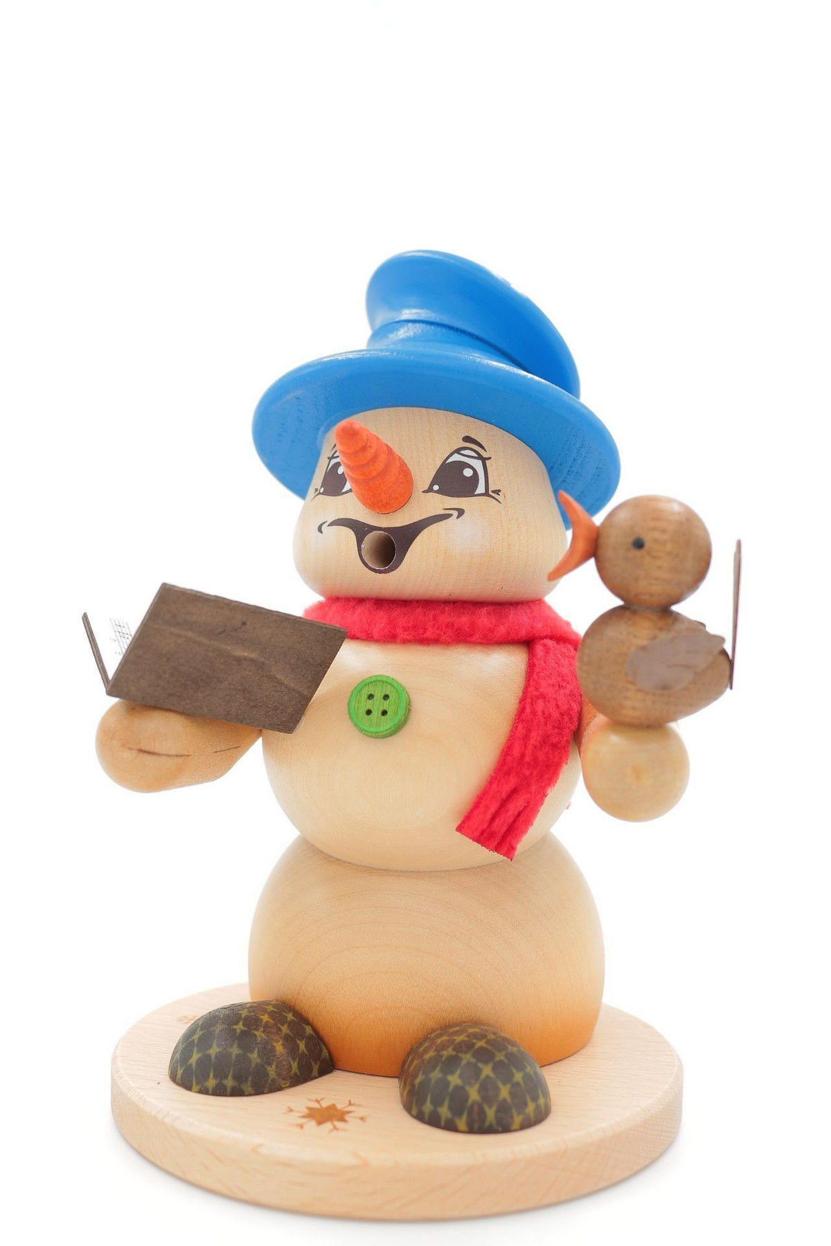 RAUCHFIGUR Schneemann Natur Sänger 19 cm - Multicolor, Holz (15/19/0.1cm)