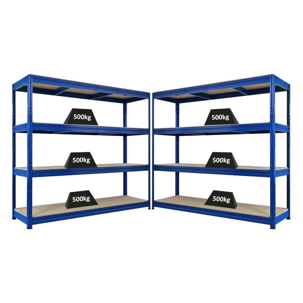 SCHWERLASTREGAL Dino 2er-Set 180x200x60cm Spanplatten-Ebenen Blau - Blau, Metall (400/180/60cm) - PROREGAL