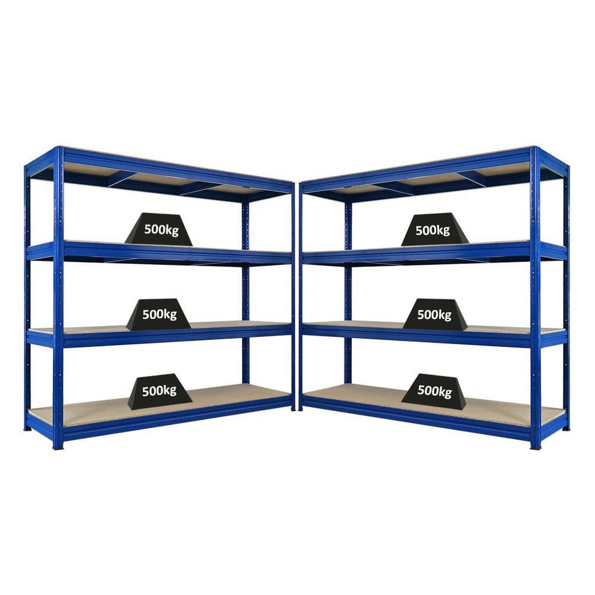 SCHWERLASTREGAL Dino 2er-Set 180x200x60cm Spanplatten-Ebenen Blau - Blau, Metall (400/180/60cm) - PROREGAL