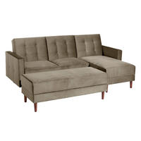 FUNKTIONSSOFA mit Hocker Katunia Samtvelours sahara - Sahara, Kunststoff (222/92/144cm) - 58aufmkessel