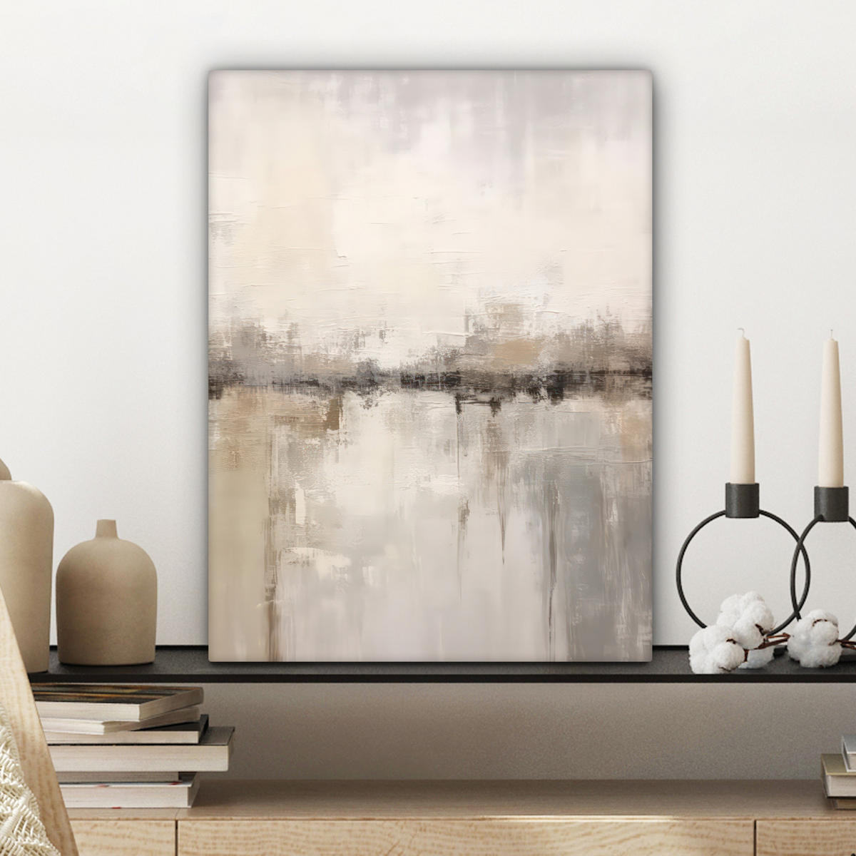 LEINWANDBILD Moderne Kunst - Abstrakt - Beige 30x40 cm - Beige, Textil (30/40cm) - MuchoWow