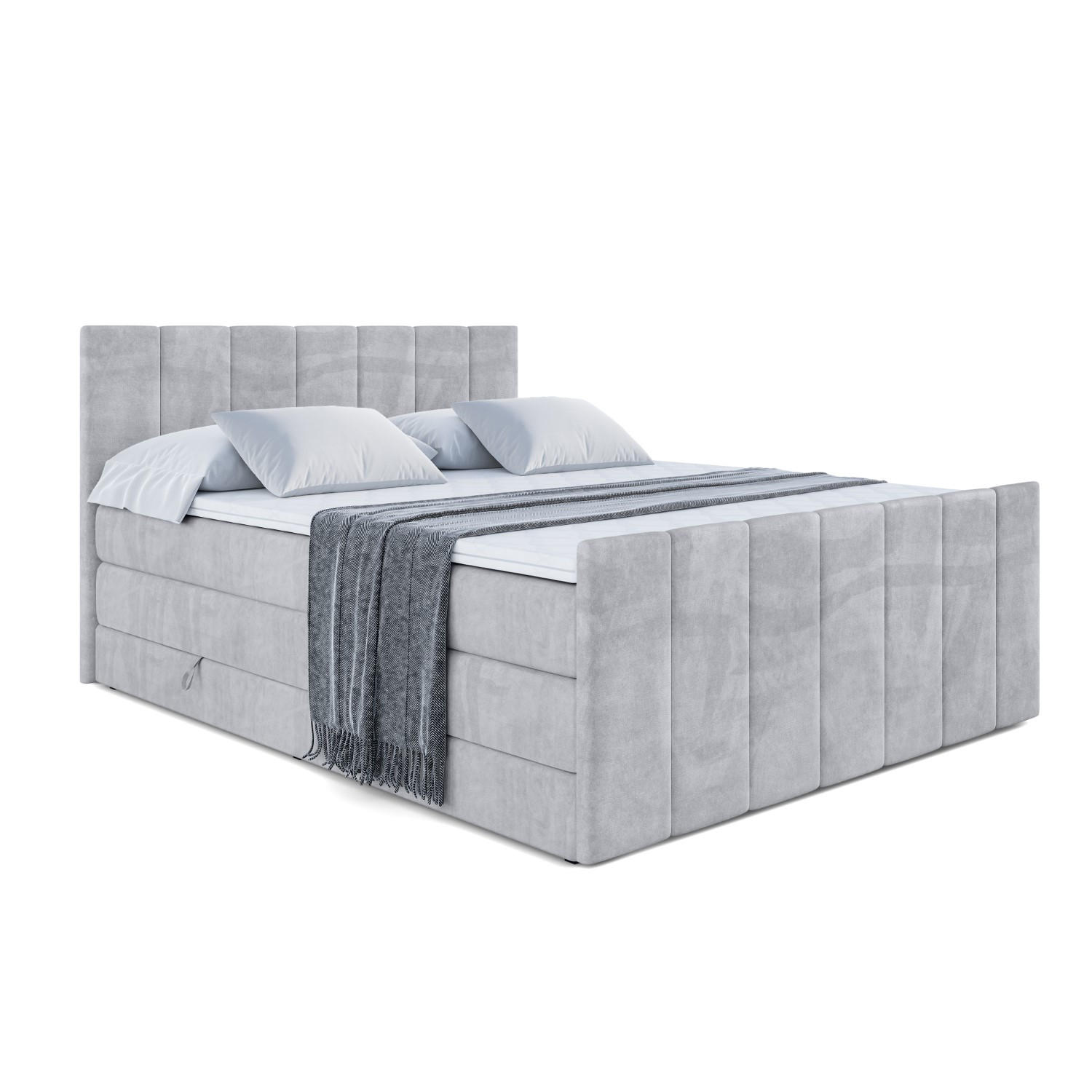 BOXSPRINGBETT MOETI-Z KING - 140x200 - H3/H4 - Hellgrau - Hellgrau, Holzwerkstoff (140/200cm) - ALTDECOR