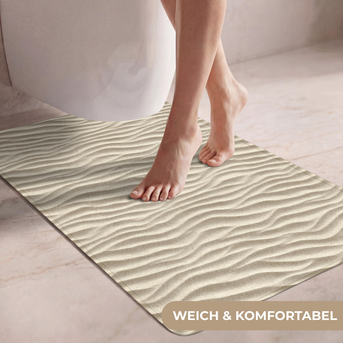 WC PŘEDLOŽKA Písek - Vlny - Béžová 60x90 cm - písková barva, textil/plast (60/1cm) - OnlyWow