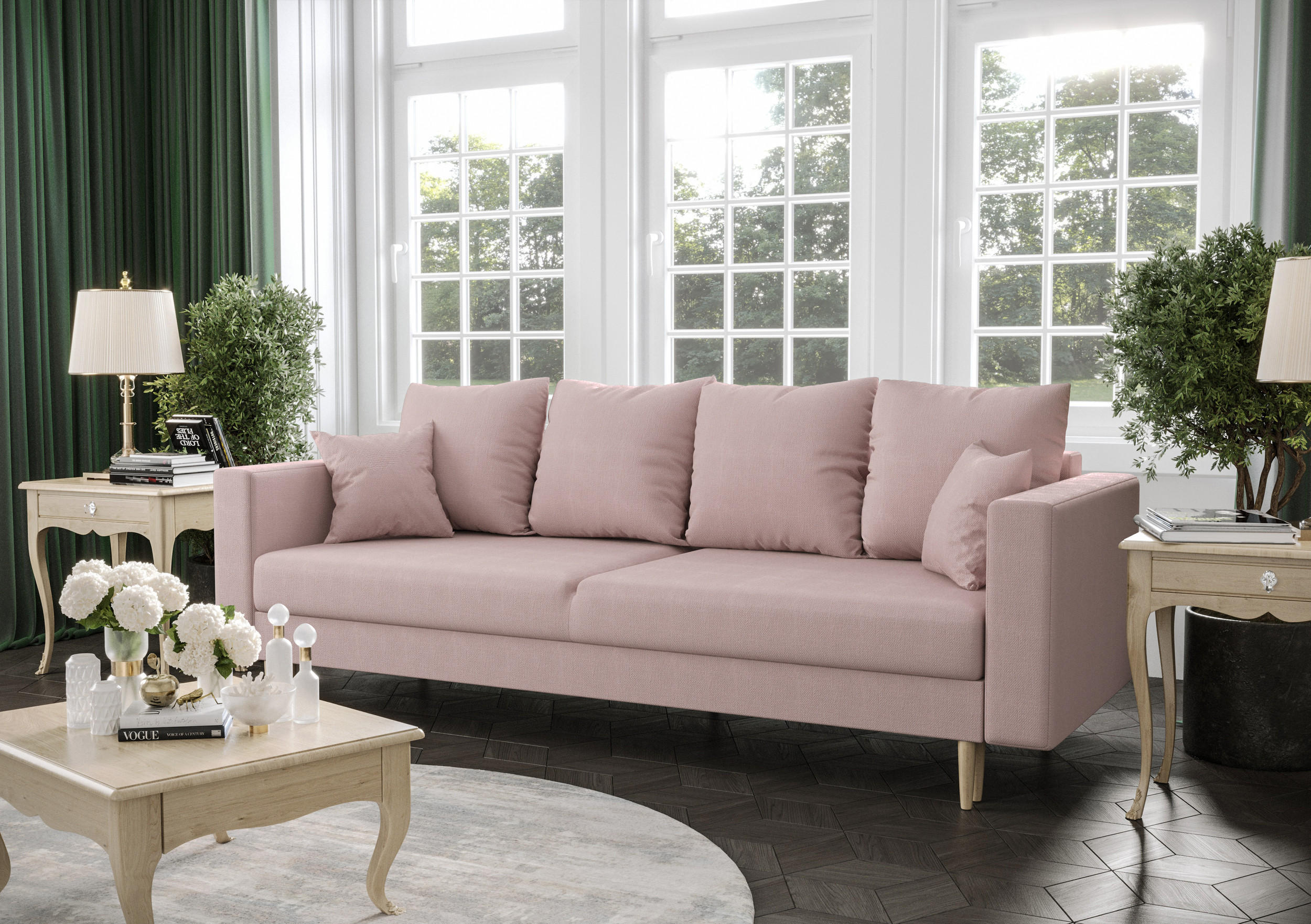 SOFA KRISTI mit Schlaffunktion COSMIC 14 Sofa mit Stauraum - Pink, Textil (90/87/230cm) - Bedante