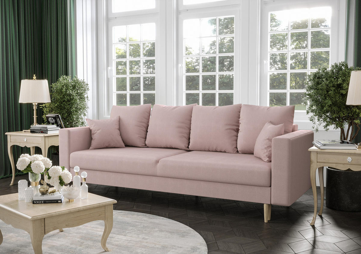 SOFA KRISTI mit Schlaffunktion COSMIC 14 Sofa mit Stauraum - Pink, Textil (90/87/230cm) - Bedante
