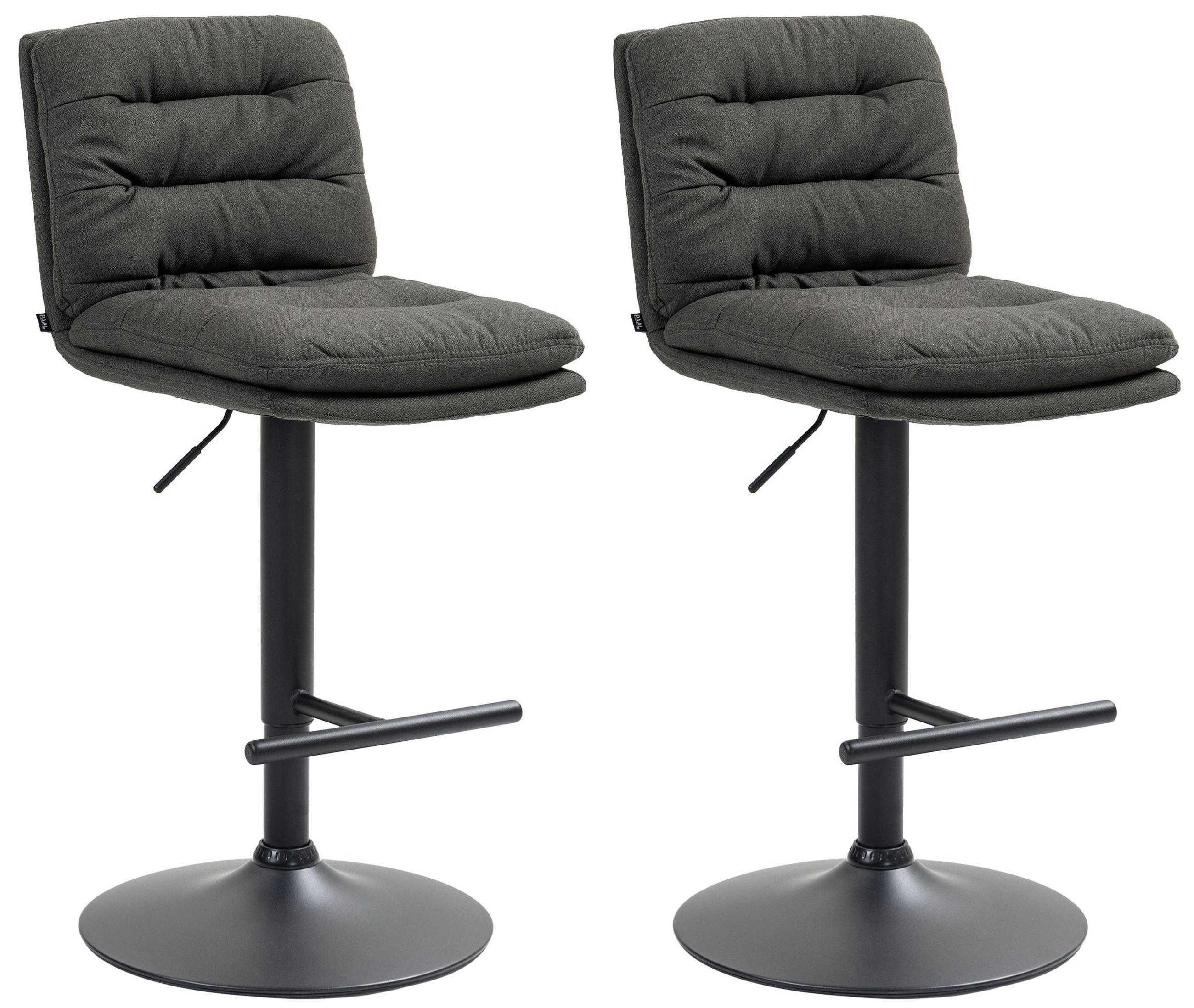 BARHOCKER 2er Set Diamant Stoff schwarz dunkelgrau - Dunkelgrau/Schwarz, Textil/Metall (42/116/56cm) - TPFLiving