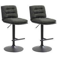 BARHOCKER 2er Set Diamant Stoff schwarz dunkelgrau - Dunkelgrau/Schwarz, Textil/Metall (42/116/56cm) - TPFLiving