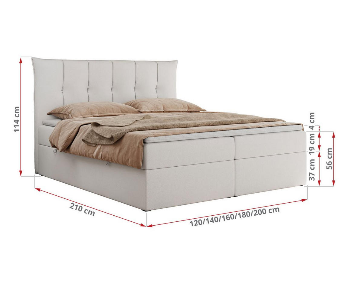 BOXBETT PREMIUM 10 160/200 Weiß Kunstleder - H3 - Weiß, Holz/Textil (160/200cm) - MKS