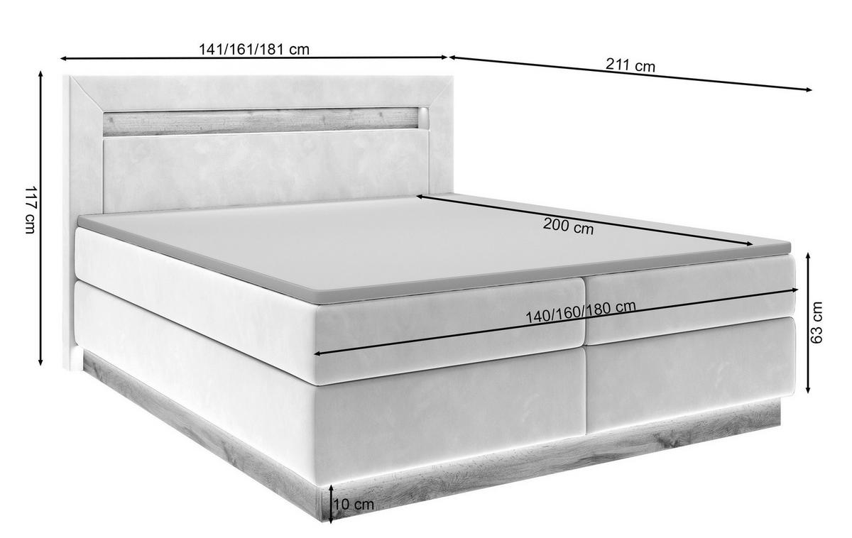 BOXBETT Promie Grafitgrau Velours 140/200 cm - Dunkelgrau, Textil (140/200cm) - Selsey
