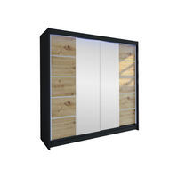 SCHWEBETÜRENSCHRANK Talin V, mit RGB LED Beleuchtung - Silberfarben/Braun, Holzwerkstoff/Metall (180/215/58cm) - MIRJAN24