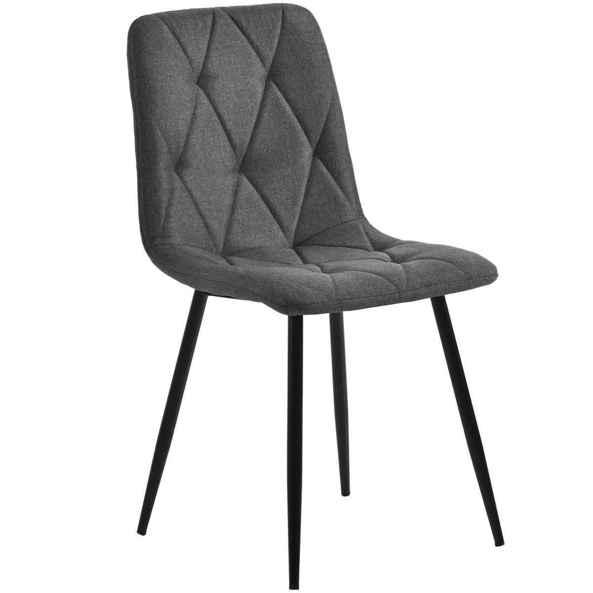 ESSZIMMERSTUHL 4-Tlg Dunkelgrau, Twill Leinen, Metallbeine - Grau, Naturmaterialien (45/86/40cm) - FLIEKS