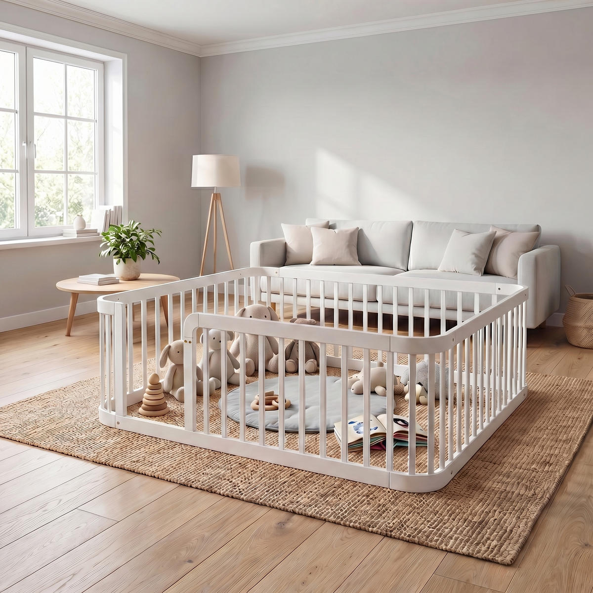 BODENBETT 140/200 cm DE-33064 modular und sicher Weiß - Weiß, Holzwerkstoff (140/200cm) - ComfortXL