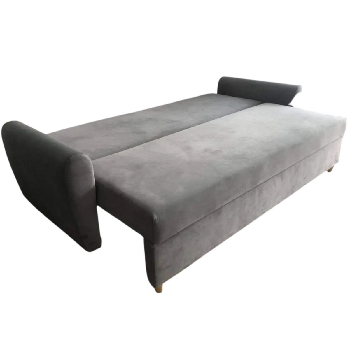 SCHLAFSOFA LILI, Sofa mit Schlaffunktion und Bettkasten, Farbe: Hellgrau, Veloursstoff - Hellgrau, Textil (229/95/87cm) - Sepro Meble