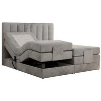 BOXBETT COMFORTO 160/200 - Hellgrau Velvet - H3 - Hellgrau, Holz/Textil (160/200cm) - MKS