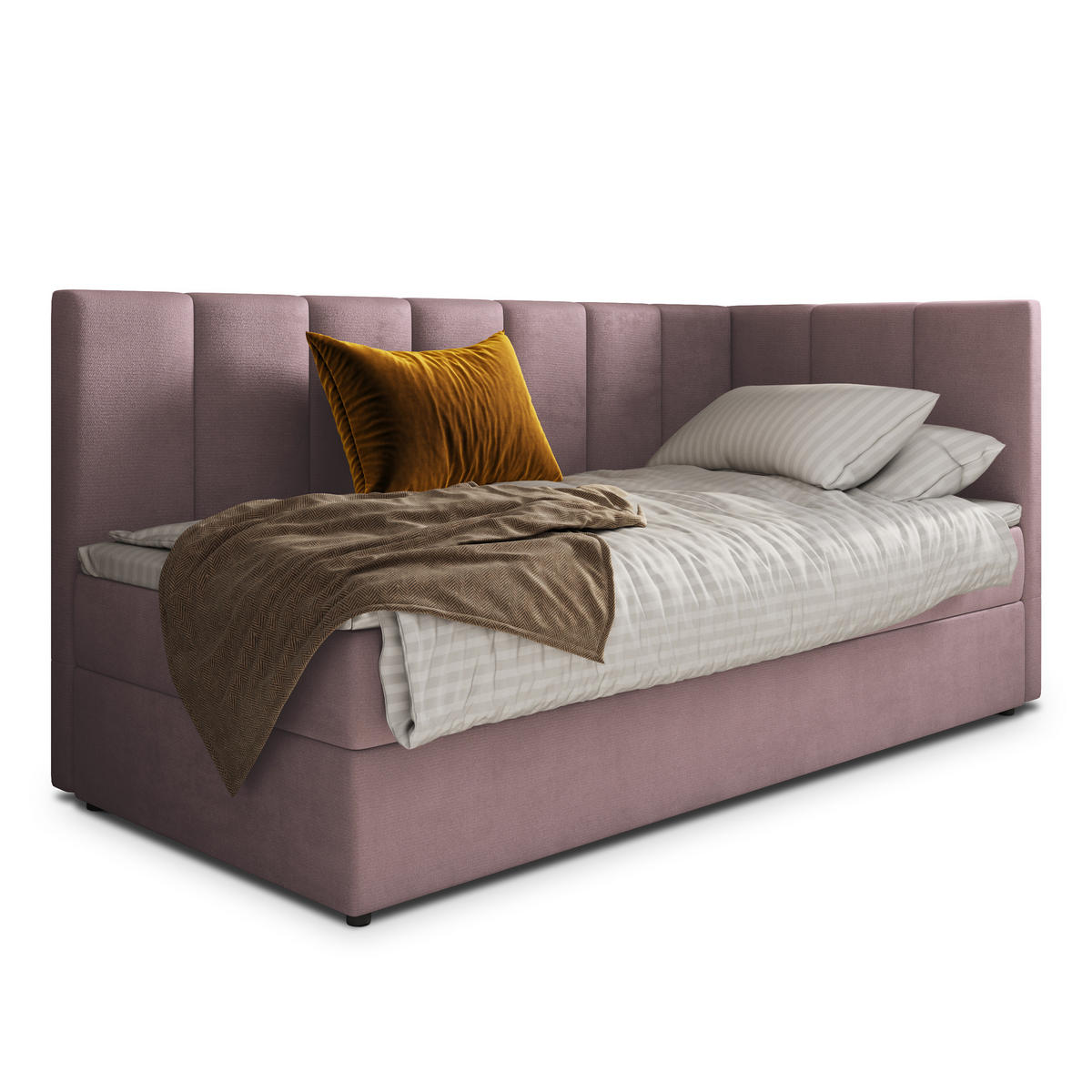 POSTEL BOXSPRING BEVE 100x200 cm, s matrací a úložným prostorem, starorůžová - starorůžová, kompozitní dřevo/textil (100/200cm) - MASSENO