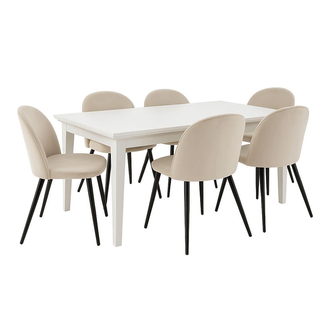 ESSGRUPPE 7-TLG. Venedig Beige - Beige, Holzwerkstoff/Textil (95/76/276cm) - ebuy24