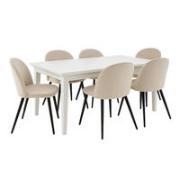ESSGRUPPE 7-TLG. Venedig Beige - Beige, Holzwerkstoff/Textil (95/76/276cm) - ebuy24