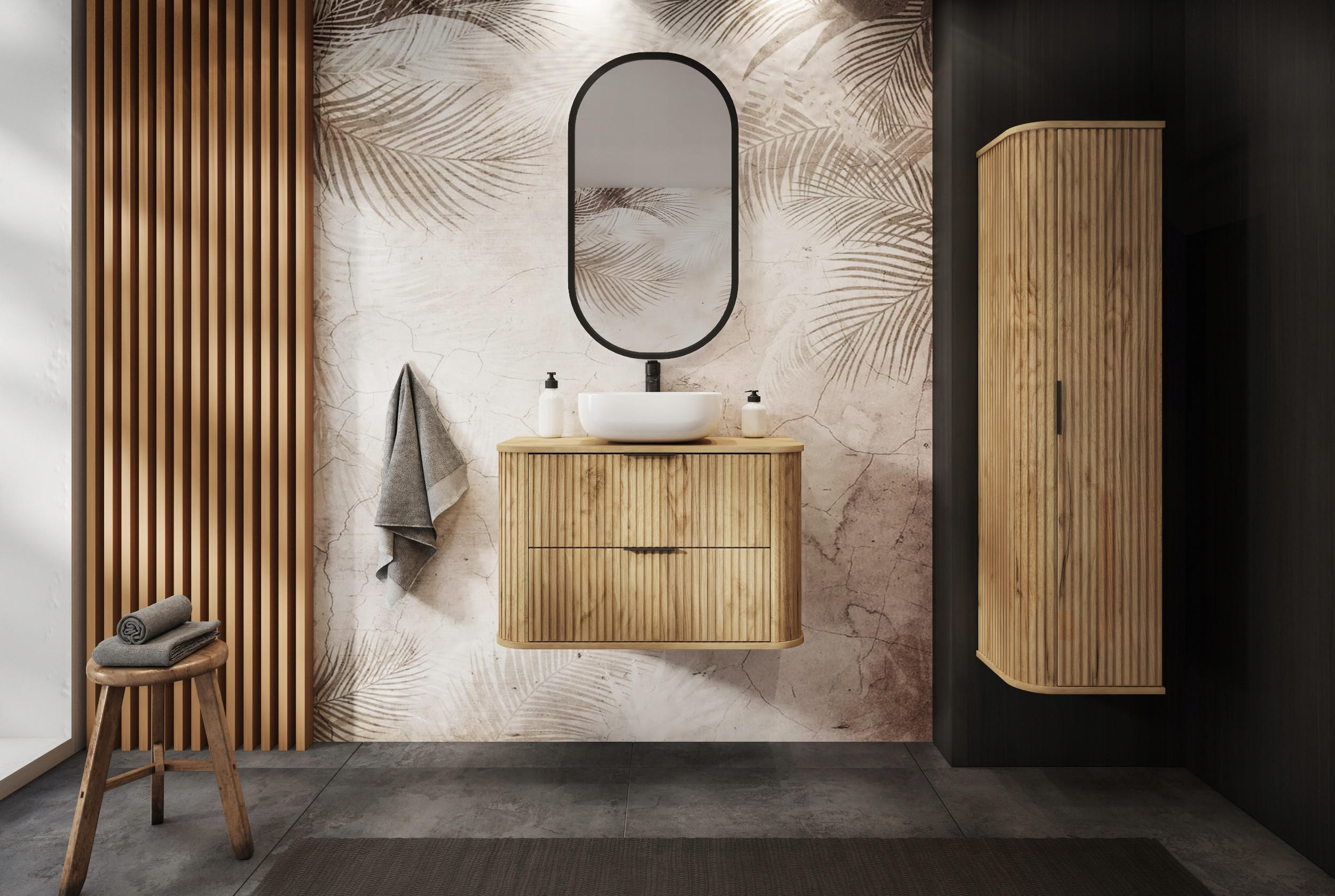 BADMÖBEL-SET 2-tlg Craft Eiche 80/51/41 cm und 35/139/31 cm - Eichefarben, Holzwerkstoff (80.4/51.7/41.5cm) - Rodan