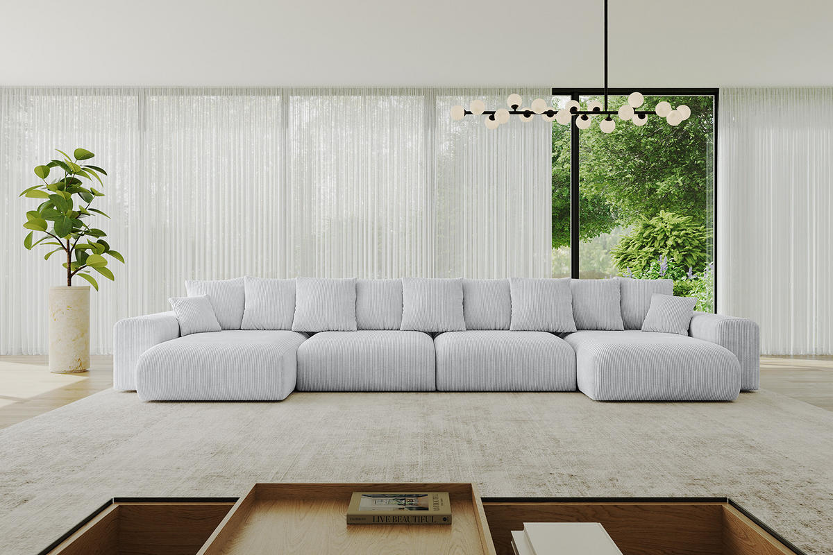 WOHNLANDSCHAFT mit Schlaffunktion ESKAR-U2-464x176x72cm Grau - Grau, Holzwerkstoff/Kunststoff (176/72/464cm) - ALTDECOR