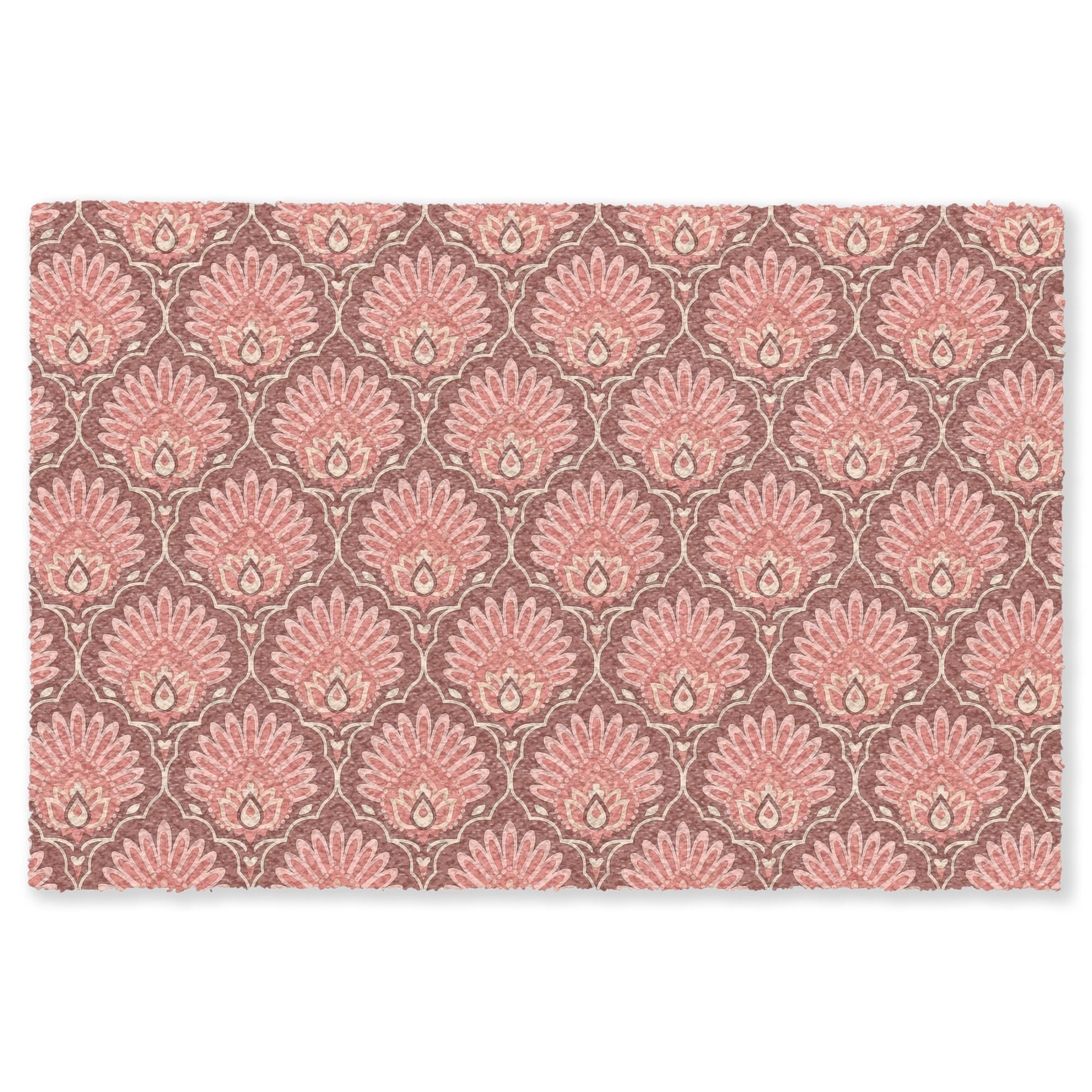 FUSSMATTE Fächermotiv - Muster - Rosa Türmatte 120x80 cm - Altrosa, Kunststoff/Textil (120/0.4cm) - MuchoWow