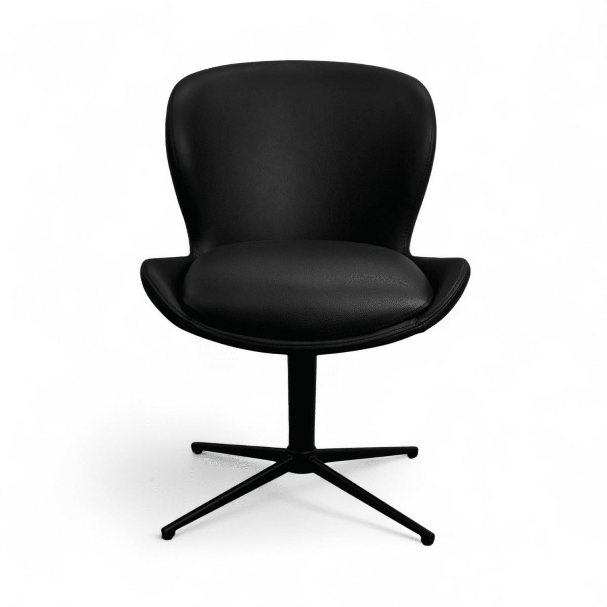 STUHL-SET 2 Stück in Echtleder Schwarz - Schwarz, Leder/Metall (57/83/63cm) - Furnhouse