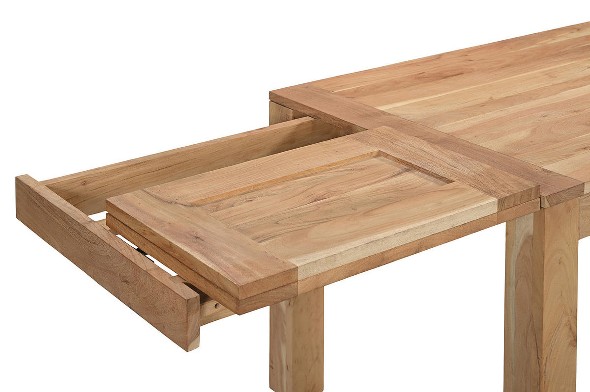 AUSZIEHBARER MASSIVHOLZESSTISCH - Ausziehbar - Akazie - Braun, Holz (80/120/76cm) - home24