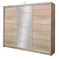 SCHWEBETÜRENSCHRANK SHYVANA 250/215/61 cm 3-türig mit Spiegel Sonoma Eiche - Sonoma Eiche, Holzwerkstoff (250/215/61cm) - MASSENO