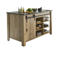 KÜCHENINSEL Used Wood, anthrazit 162 cm, Kochinsel mit Soft-Close - Anthrazit/Schwarz, Holzwerkstoff/Metall (162/93/77cm) - Furn.Design